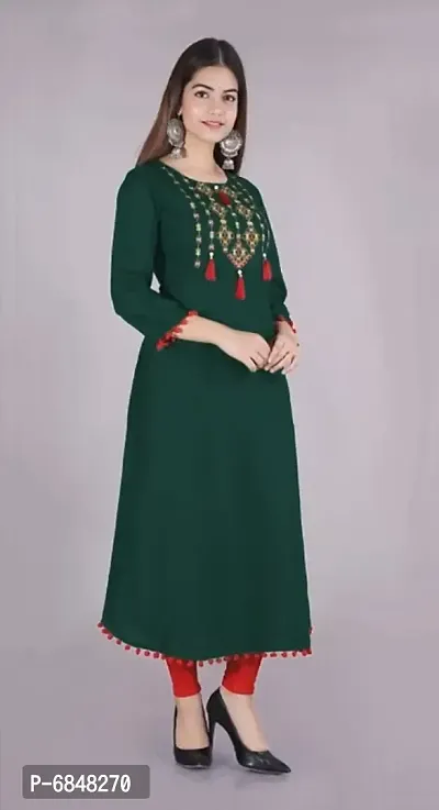 Stylish Rayon Embroidered Anarkali Kurti For Women-thumb4