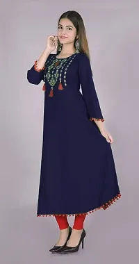 Stylish Rayon Embroidered Anarkali Kurti For Women-thumb2