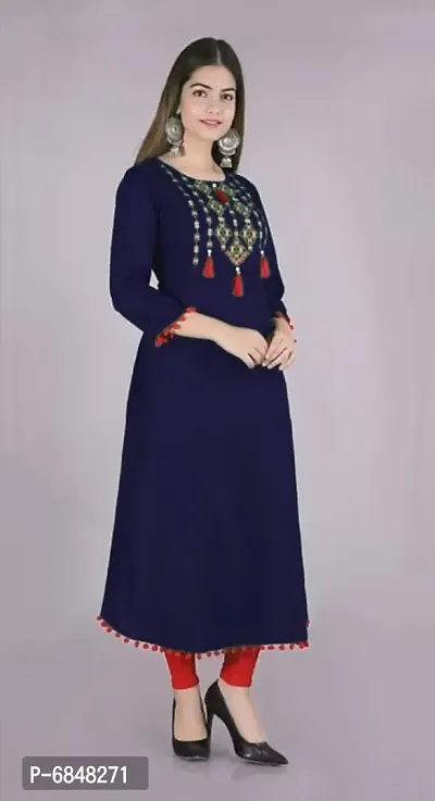 Stylish Rayon Embroidered Anarkali Kurti For Women-thumb4