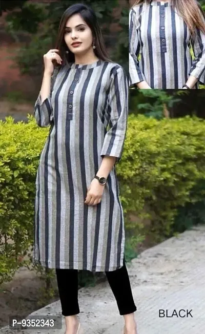 Khadi Cotton Printed Stripe kurti-thumb0