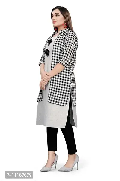 Stylish Printed Cotton Kurti With Shrug/ Jacket For Women And Girls-thumb4