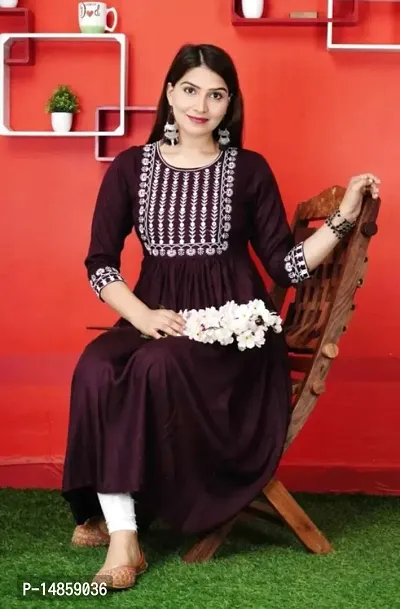 Stylish Embroidered Rayon Anarkali kurti For Women And Girls-thumb4