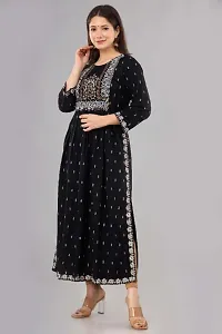 Stylish Rayon Printed/Embroidered Naira Cut Kurti-thumb2