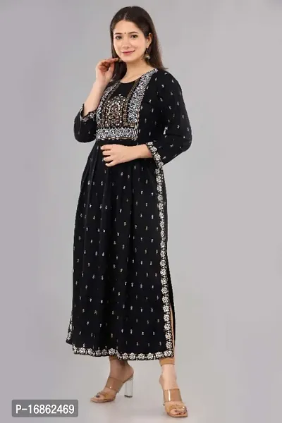 Stylish Rayon Printed/Embroidered Naira Cut Kurti-thumb3