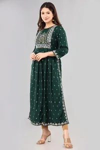 Stylish Rayon Printed/Embroidered Naira Cut Kurti-thumb2