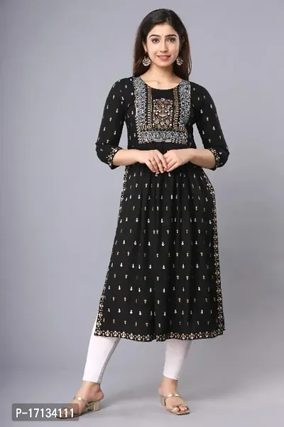 Stylish Rayon Printed/Embroidered Naira Cut Kurti