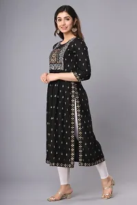 Stylish Rayon Printed/Embroidered Naira Cut Kurti-thumb2