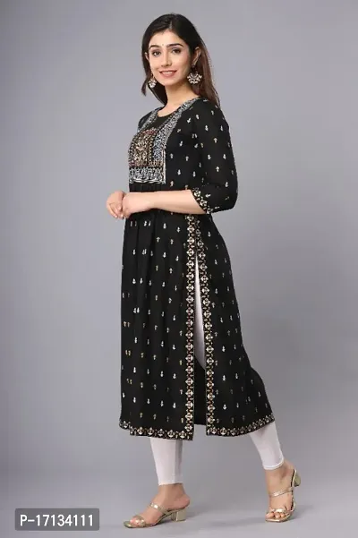 Stylish Rayon Printed/Embroidered Naira Cut Kurti-thumb3