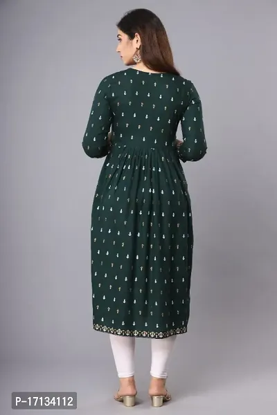 Stylish Rayon Printed/Embroidered Naira Cut Kurti-thumb2