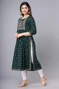 Stylish Rayon Printed/Embroidered Naira Cut Kurti-thumb2