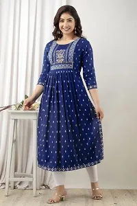 Stylish Rayon Printed/Embroidered Naira Cut Kurti-thumb2