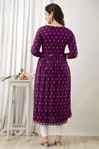 Stylish Rayon Printed/Embroidered Naira Cut Kurti-thumb1