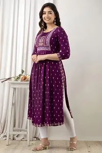 Stylish Rayon Printed/Embroidered Naira Cut Kurti-thumb2