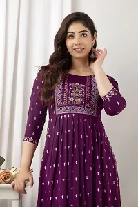 Stylish Rayon Printed/Embroidered Naira Cut Kurti-thumb4