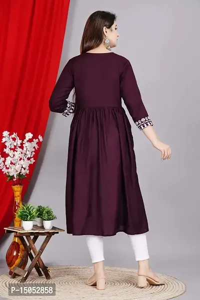 Trendy Designer Rayon Embroidered Anarkali Kurti-thumb3