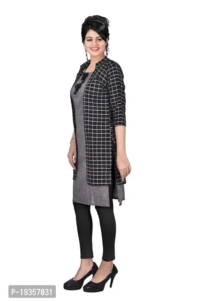 Stylish Printed Cotton Kurti With Shrug/ Jacket For Women And Girls-thumb2