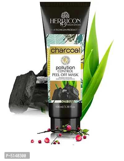 Herbicon Activated Bamboo Charcoal Peel Off Mask With Aloe Vera Extract For Black Head Removal, Acne, Pimples, Deep Cleansing, Dirt Removal - 100% Organic  Natural - 100 Ml - Pack Of 1-thumb2