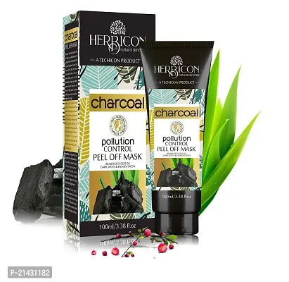 Herbicon Activated Bamboo Charcoal Liquid Peel Off Mask with Aloe Vera Extract for Black Head Removal, Acne, Pimples, Deep Cleansing, Dirt Removal, 100 Ml