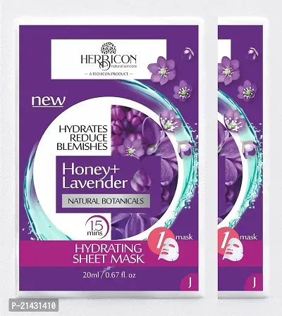 Herbicon Honey With Lavender Face Sheet Mask For Light-Weight, Soothing and Brightening Skin - 20 g (Pack of 2)