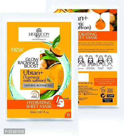 Herbicon Ubtan Face Sheet Mask with Turmeric and Saffron for Skin Brightening - 20 g (Pack of 2)-thumb4
