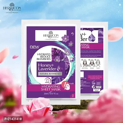 Herbicon Honey With Lavender Face Sheet Mask For Light-Weight, Soothing and Brightening Skin - 20 g (Pack of 2)-thumb3