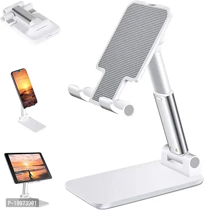 Cell Phone Stand, Foldable Portable Desktop Stand Adjustable Height and Angle Mobile Holder For Desk Sturdy Aluminum Metal Stand Compatible With Smartphone Mobile Holder-thumb0