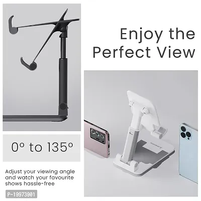 Cell Phone Stand, Foldable Portable Desktop Stand Adjustable Height and Angle Mobile Holder For Desk Sturdy Aluminum Metal Stand Compatible With Smartphone Mobile Holder-thumb3