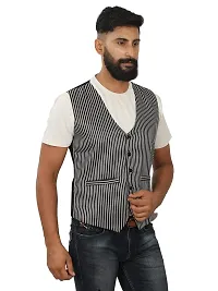 Abc Garments Uniform Striped Waistcoat (Regular, Xl, Grey)-thumb2