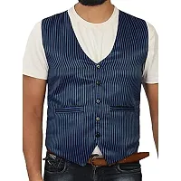 Abc Garments Uniform Striped Waistcoat (Regular, S, BLUE)-thumb3
