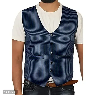 Abc Garments Uniform Striped Waistcoat (Regular, S, BLUE)-thumb4