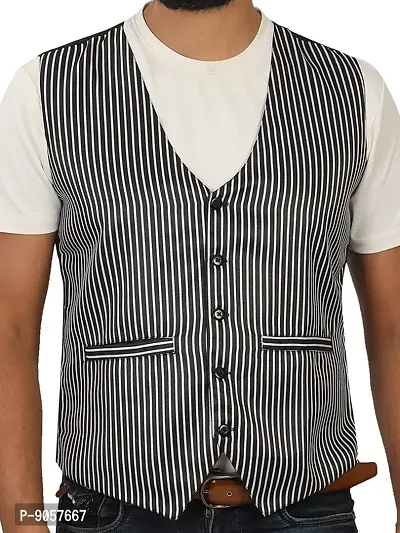 Abc Garments Uniform Striped Waistcoat (Regular, Xl, Grey)-thumb4