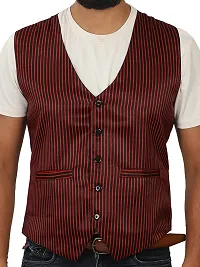 Abc Garments Uniform Striped Waistcoat (Regular, L, RED)-thumb3