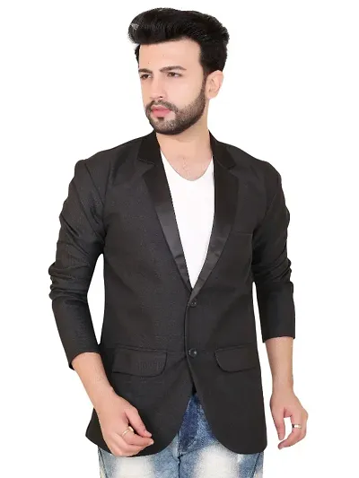 Trendy Solid Single Breasted Casual Men Full Sleeve Blazer  (Black)