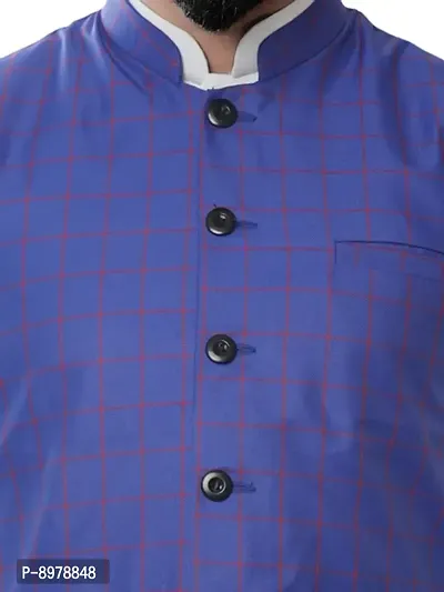 Classic Cotton Blend Checked Nehru Jackets for Men-thumb5