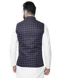 Classic Cotton Blend Checked Nehru Jackets for Men-thumb2