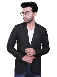 Trendy Solid Single Breasted Casual Men Full Sleeve Blazer  (Black)-thumb2