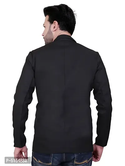 Trendy Solid Single Breasted Casual Men Full Sleeve Blazer  (Black)-thumb4