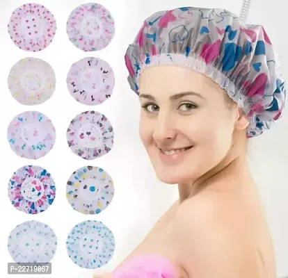 Alpha International Set Of 6 Pcs Premium Quality Reusable Printed Shower Cap (Multi Print)