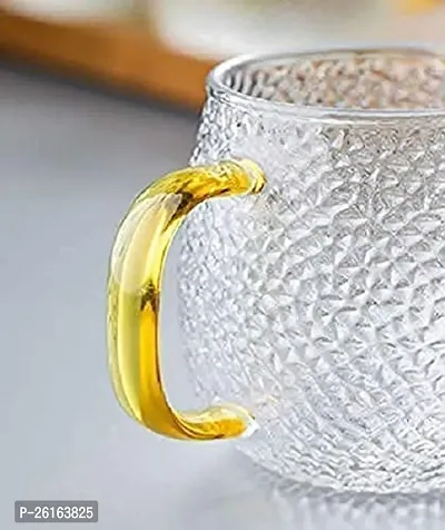 Italian Premium Glass Coffee Mug Tea Cups Set of 2, 410 ML, Transparent, Golden Handle Brewing Tea Glass Mugs Perfect for Americano, Cappuccinos, Lemon Tea, Green Tea and Beverage-thumb5