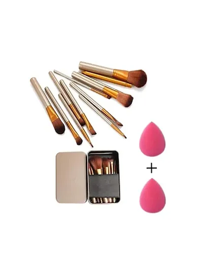 Trendy Makeup Brush Set With Makeup Essential Combo