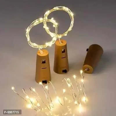 Dhruva Sales 20 LED Wine Bottle Cork Copper Wire String Lights, 2M Battery Operated (Warm White) Pack-of-5-thumb0