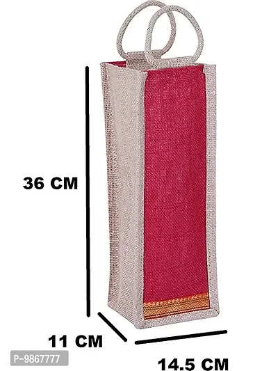 DHRUVA SALES Handi Craft Collection Covers Eco-Friendly Jute Water Bottle Bag with Handles-thumb4