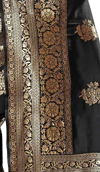 NITYA Women's  Girl's Banarasi Silk Blend Saree With Blouse Piece (NT98_Black)-thumb3