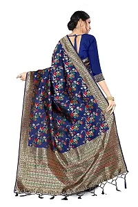 Stylish Art Silk Blue Woven Design Saree with Blouse piece-thumb2