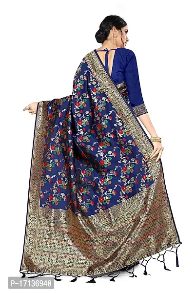 Stylish Art Silk Blue Woven Design Saree with Blouse piece-thumb3