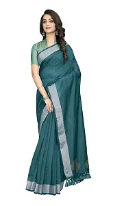 Panchaamrit Bhagalpuri Cotton Linen Saree/Ethnic Wear Saree - (Rama)-thumb2