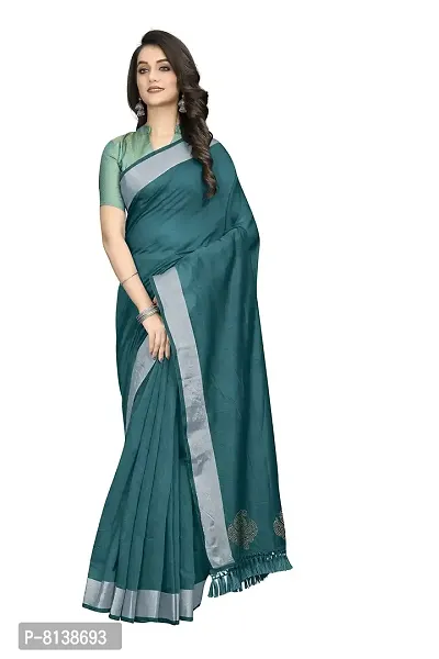 Panchaamrit Bhagalpuri Cotton Linen Saree/Ethnic Wear Saree - (Rama)-thumb3