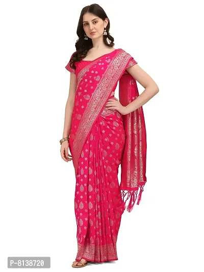 Panchaamrit Banarasi Traditional Design Silk Blend Saree With Unstitched Blouse Piece - Pink
