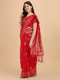 Panchaamrit Banarasi Paisley Design Silk Blend Saree With Unstitched Blouse Piece - Red-thumb1