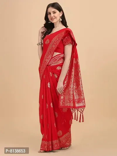 Panchaamrit Banarasi Paisley Design Silk Blend Saree With Unstitched Blouse Piece - Red-thumb2